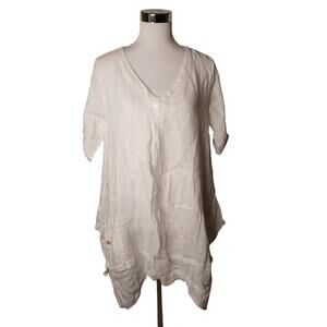 Rodier France woven sequin tunic top asymmetrical hem One Size lagenlook